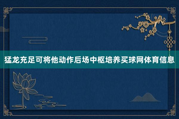 猛龙充足可将他动作后场中枢培养买球网体育信息