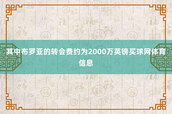 其中布罗亚的转会费约为2000万英镑买球网体育信息