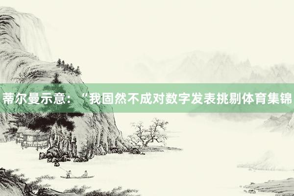 蒂尔曼示意：“我固然不成对数字发表挑剔体育集锦