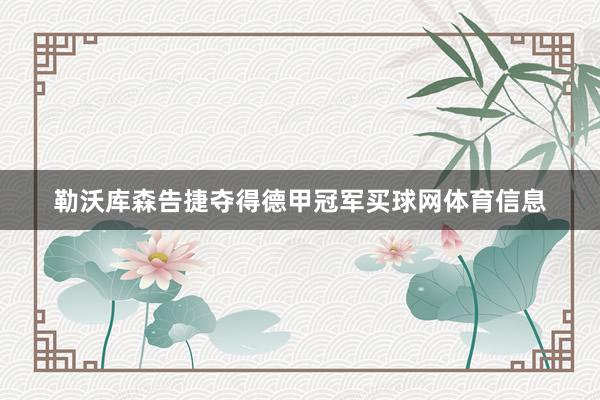 勒沃库森告捷夺得德甲冠军买球网体育信息