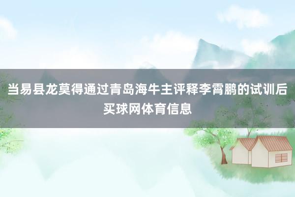当易县龙莫得通过青岛海牛主评释李霄鹏的试训后买球网体育信息