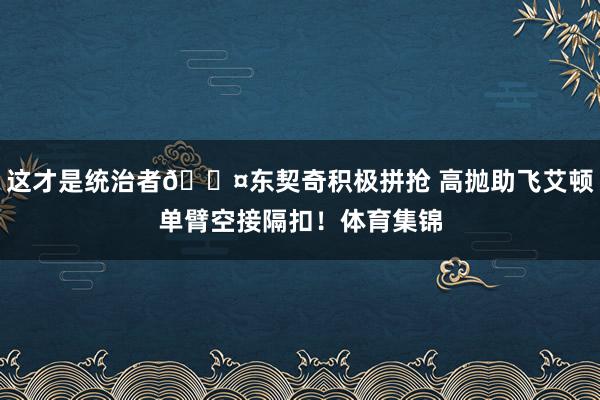这才是统治者😤东契奇积极拼抢 高抛助飞艾顿单臂空接隔扣！体育集锦