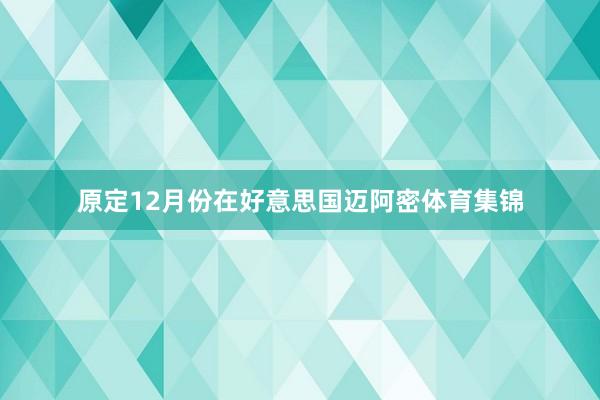 原定12月份在好意思国迈阿密体育集锦