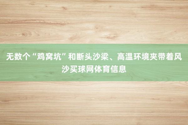 无数个“鸡窝坑”和断头沙梁、高温环境夹带着风沙买球网体育信息